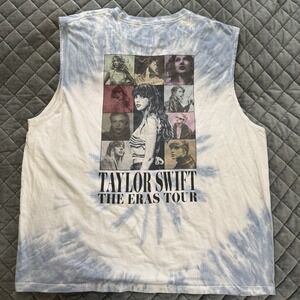 Taylor Swift The Eras Tour Tank Top Tie Dye Blue White 2XL Swifties Concert Tee